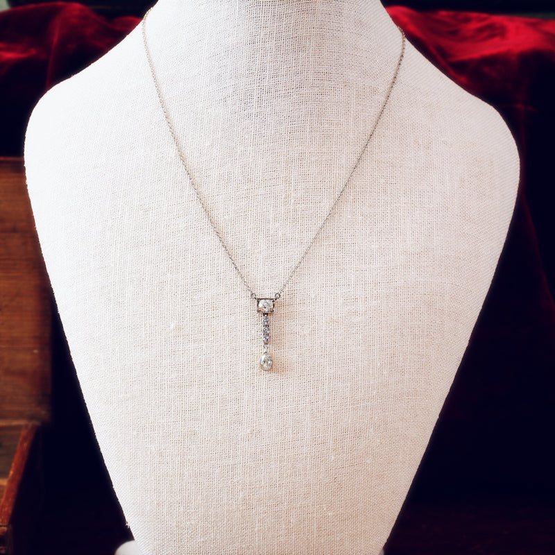 Fine Antique Platinum Diamond Lavaliere Pendant