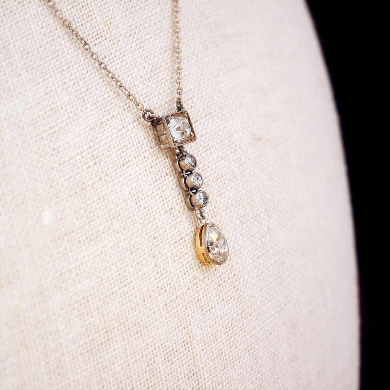 Antique Platinum Diamond Lavaliere Pendant