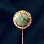 Antique Edwardian Turquoise & Wild Pearl Stick Pin