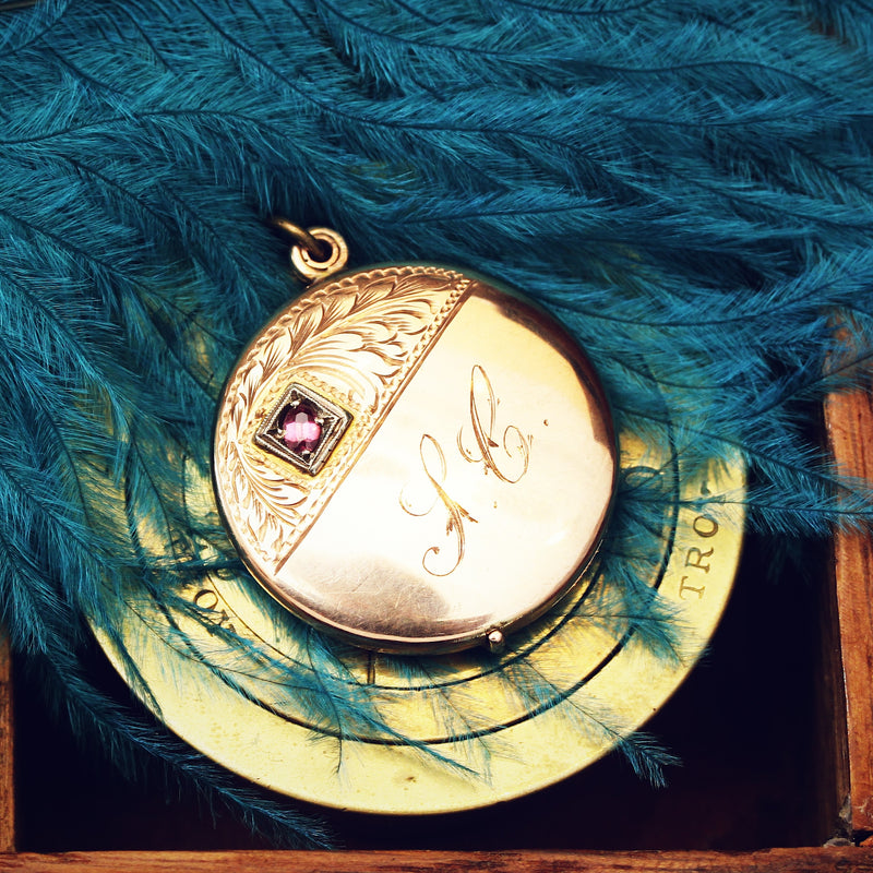 Vintage 'S.C.' Ruby Locket