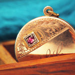 Vintage 'S.C.' Ruby Locket