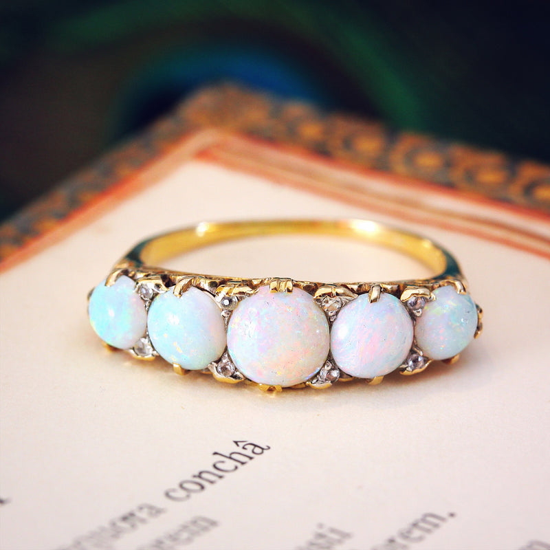 An Impressive Antique Opal & Diamond Ring