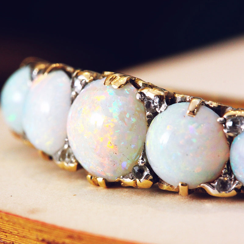An Impressive Antique Opal & Diamond Ring