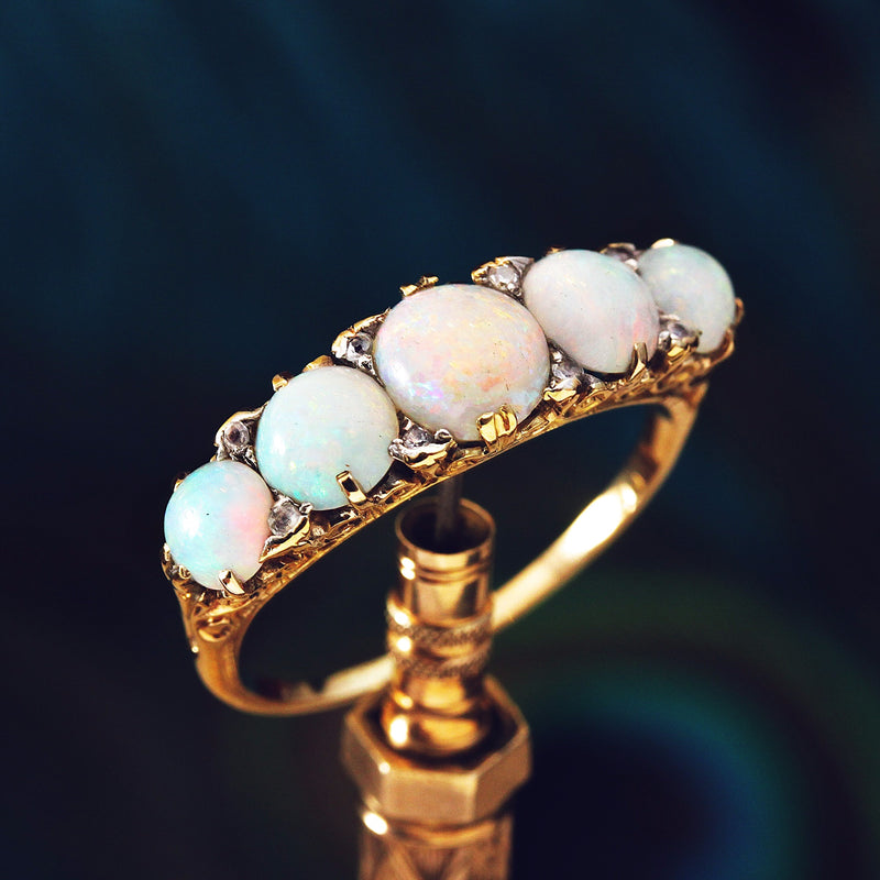 An Impressive Antique Opal & Diamond Ring