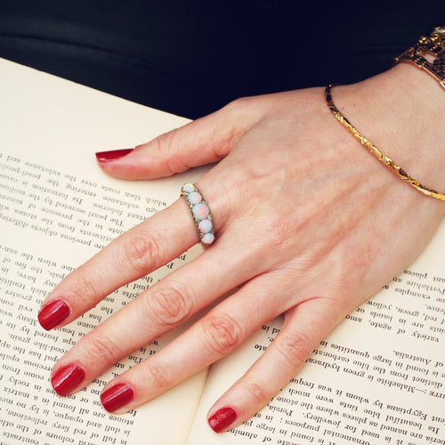 An Impressive Antique Opal & Diamond Ring