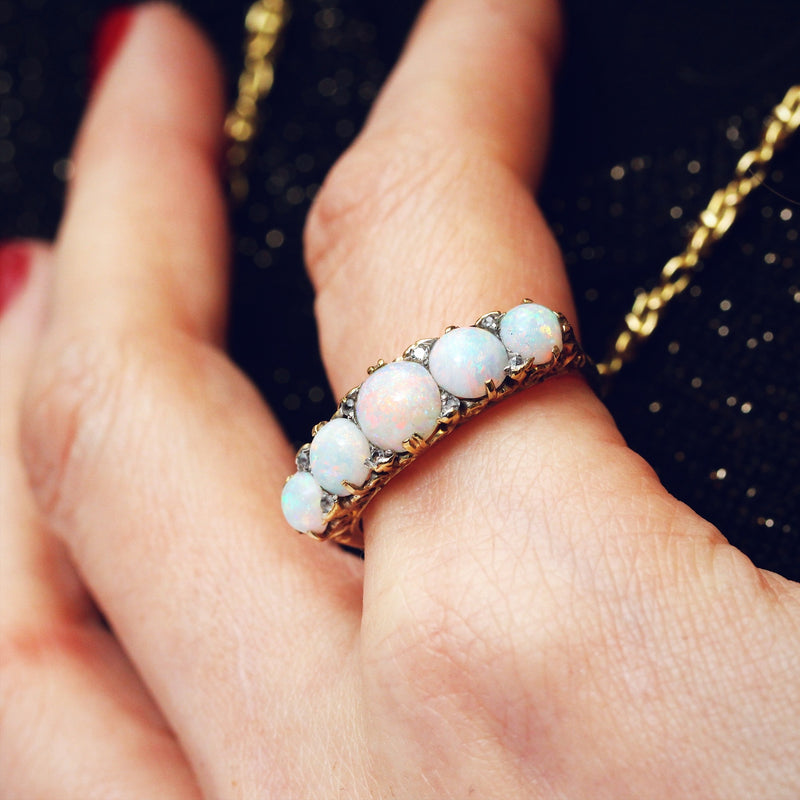 An Impressive Antique Opal & Diamond Ring