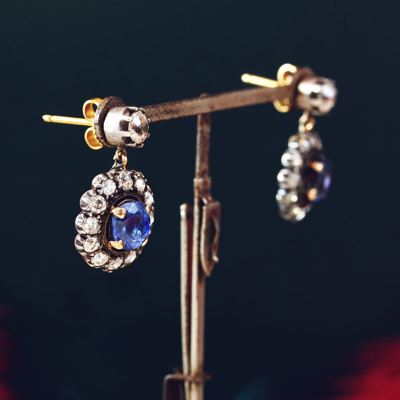 Victorian Sapphire & Diamond Earrings