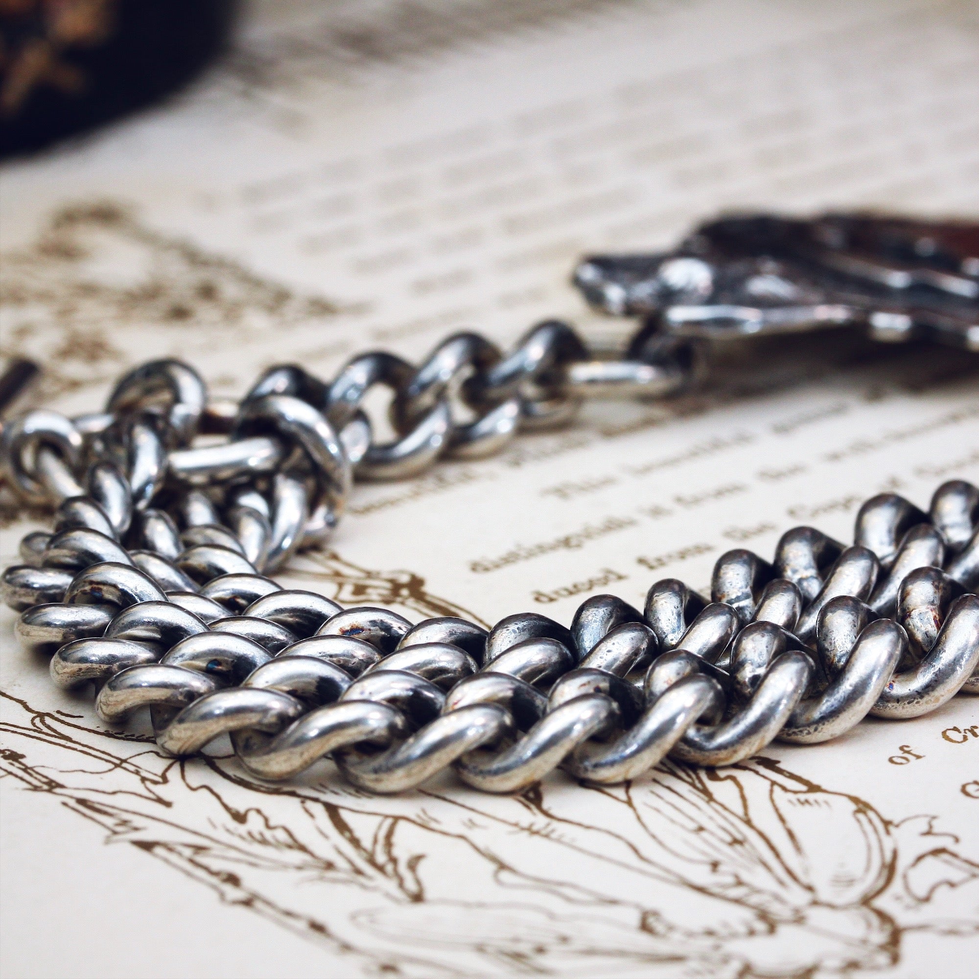 Date 1921 Silver Double Albert Chain 1898 Fob Medal Fetheray