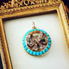 Antique 18ct Gold Victorian Turquoise and Diamond Pendant