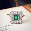 Vintage Emerald & Diamond Cluster Ring