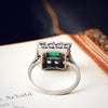 Classic Vintage Emerald & Diamond Cluster Ring