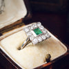 Vintage Emerald & Diamond Cluster Ring