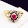 Rare Early Victorian Ruby and Diamond Blossom Ring