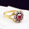 Rare Early Victorian Ruby & Diamond Blossom Ring