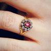 Rare Early Victorian Ruby & Diamond Blossom Ring