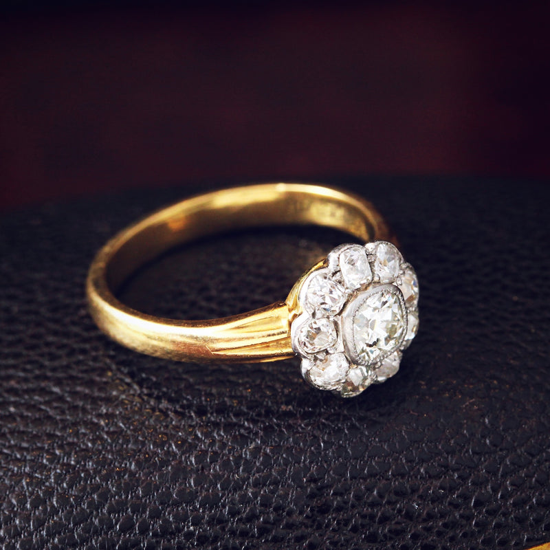 Scarce Find, Vintage Hand Cut Diamond Cluster Ring