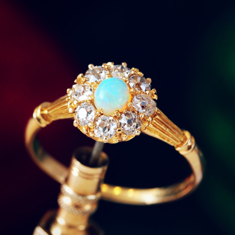 Splendid Date 1890 Opal & Diamond Blossom Ring
