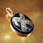 Antique Banded Onyx and Diamond 'Kiss' Pendant