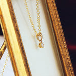 Tiny Cute! Diamond Solitaire Pendant with Gold Chain