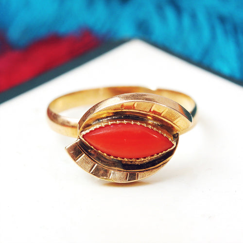 Mid Century Peach Coral Dress Ring