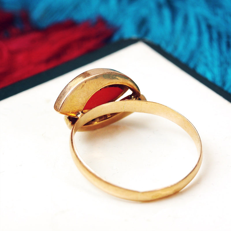 Unusual Mid Century Peach Coral Dress Ring