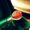 Mid Century Peach Coral Dress Ring