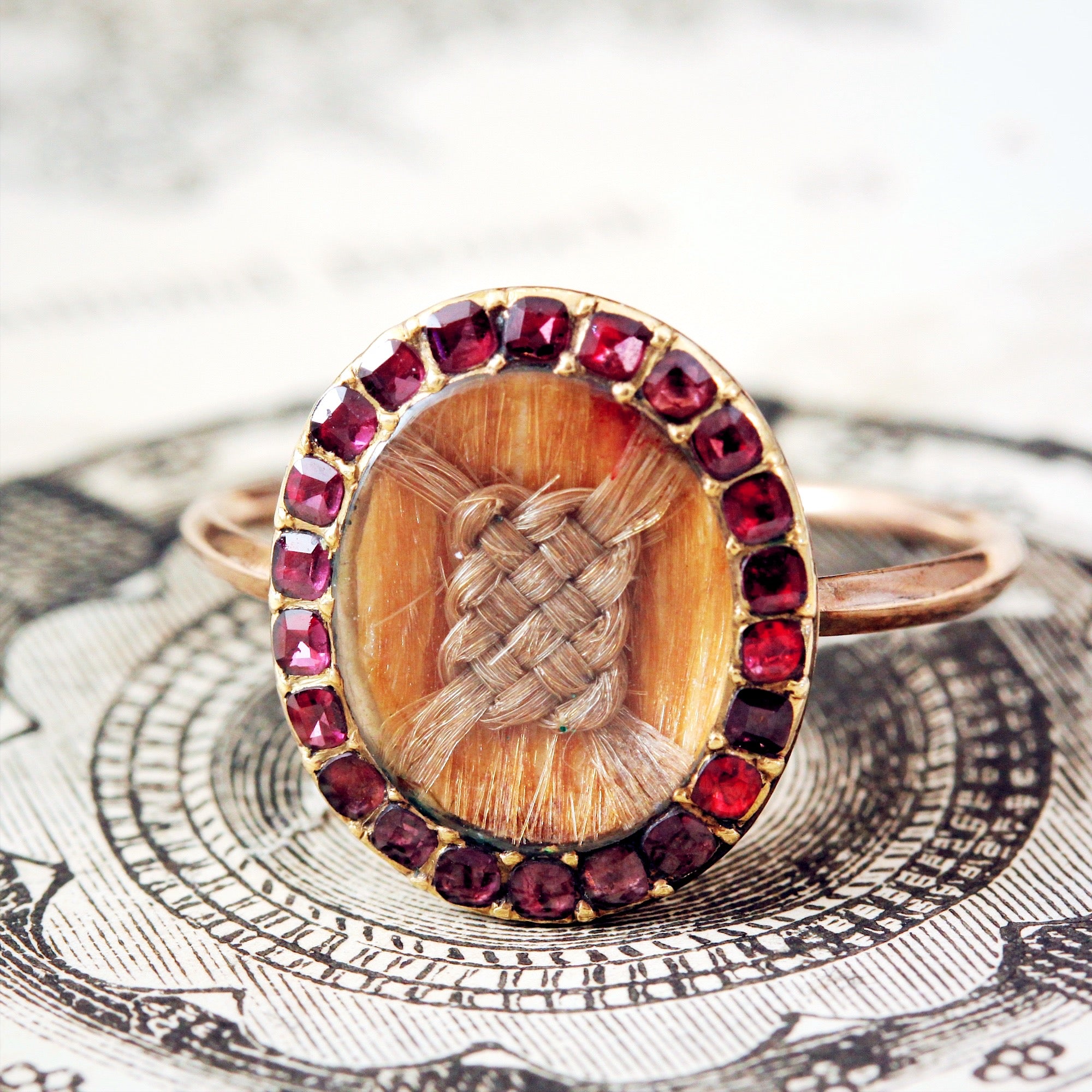 Georgian Garnet Woven Hair Memorial Ring – Fetheray