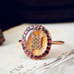 Georgian Garnet Woven Hair Memorial Ring