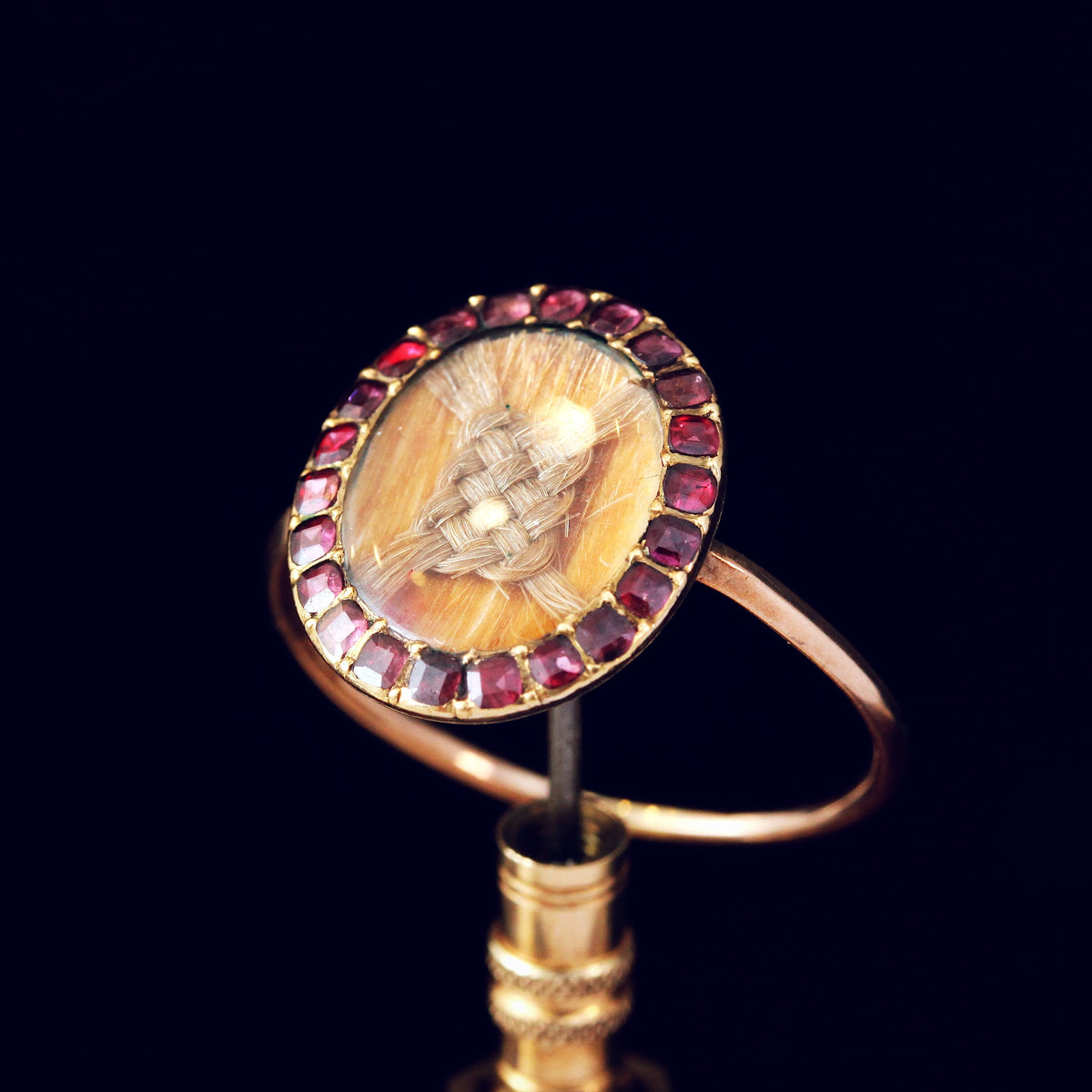 Georgian Garnet Woven Hair Memorial Ring