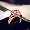 Adorable Hand Carved Antique Rosebud Pink Paste Ring