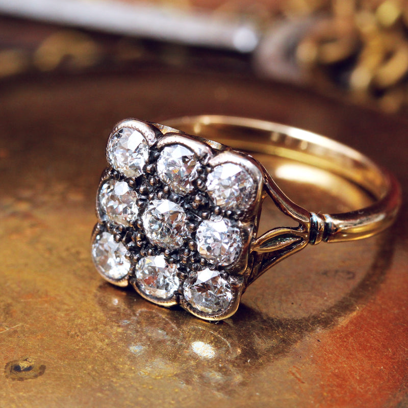Vintage Hand Cut Diamond Cluster Ring