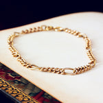 Date 1978 9ct Rosey Gold Figaro Chain Bracelet