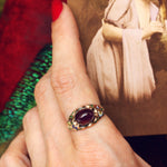 Antique Cabochon Garnet Renaissance Revival Enamelled Ring