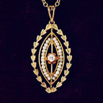Antique Edwardian Era Diamond & Seed Pearl Pendant
