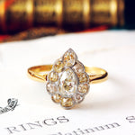 Pear Shaped  Hand Cut Diamond Cluster Ring