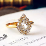 Pear Shaped  Hand Cut Diamond Cluster Ring