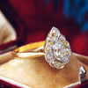 Pear Shaped  Hand Cut Diamond Cluster Ring