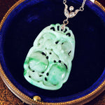 Divine Deco Styled Vintage Jadeite & Diamond Pendant