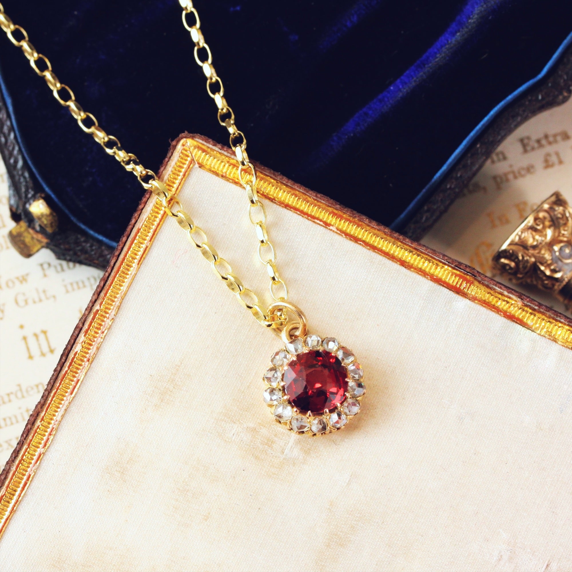 Divine Garnet Rose Cut Diamond Pendant Fetheray