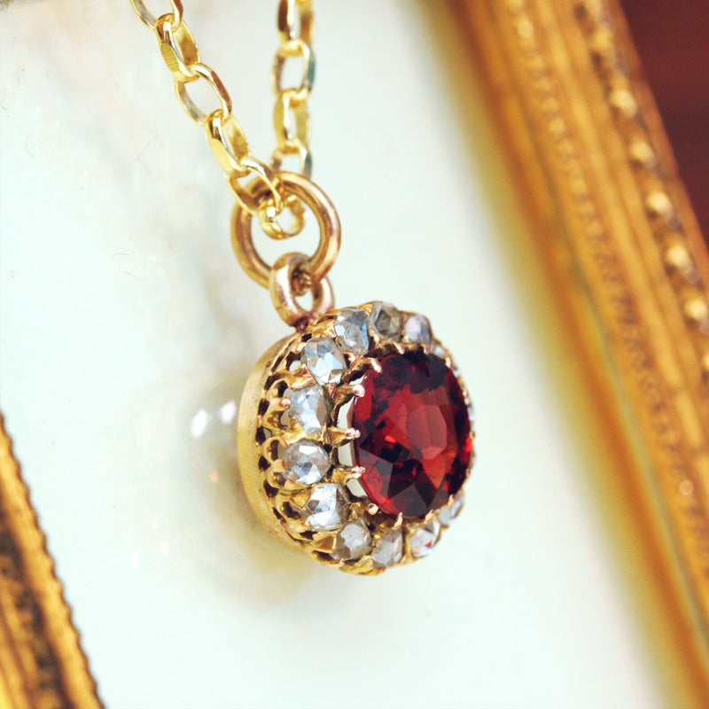 Divine Garnet & Rose Cut Diamond Pendant