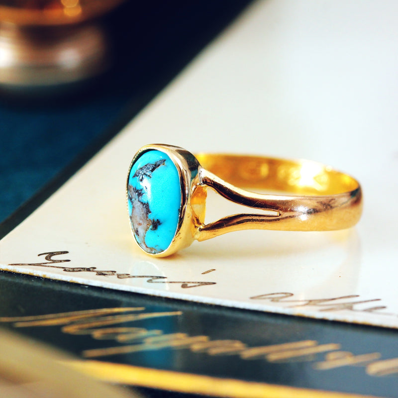 Date 1887 22ct Gold and Turquoise Ring