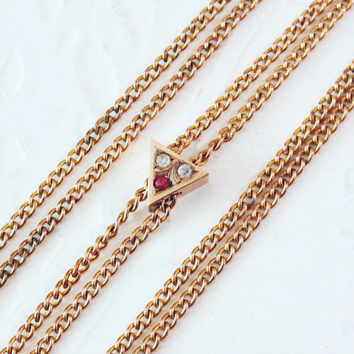 Elegant Edwardian Longuard Chain with Pretty Slider