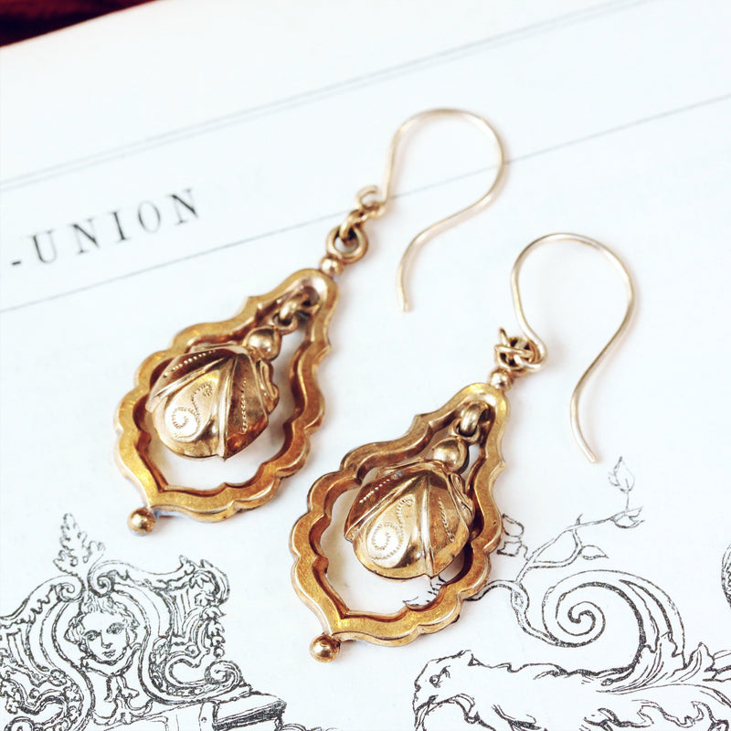 Victorian Gold Cased Drop Earrings