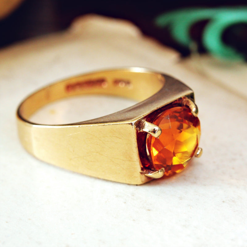 Stylish Vintage Date 1977 Citrine Cocktail Ring