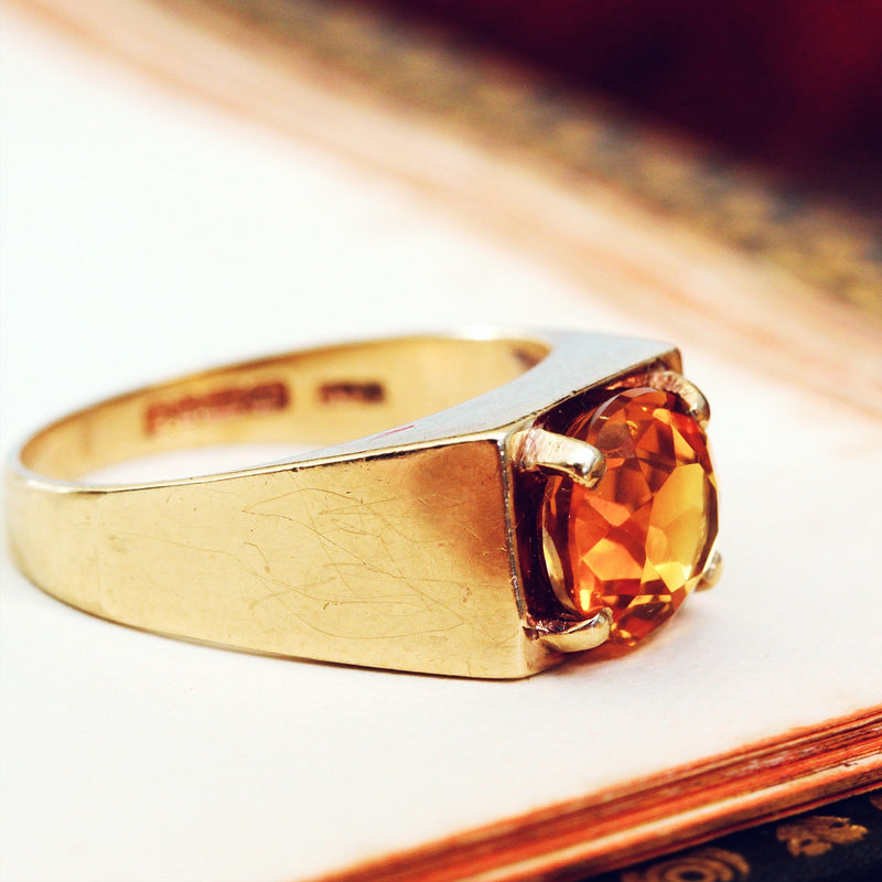 Stylish Vintage Date 1977 Citrine Cocktail Ring