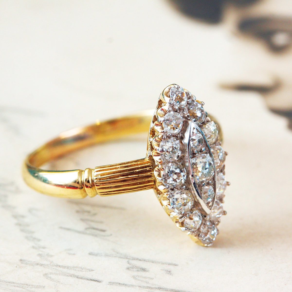 Circa 1900 Edwardian Marquise Diamond Cluster Ring – Fetheray