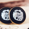 Vintage Neoclassical Vibe 9ct Gold Wedgewood Stud Earrings