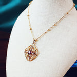 Antique 9ct Gold Amethyst and Pearl Pendant and Chain