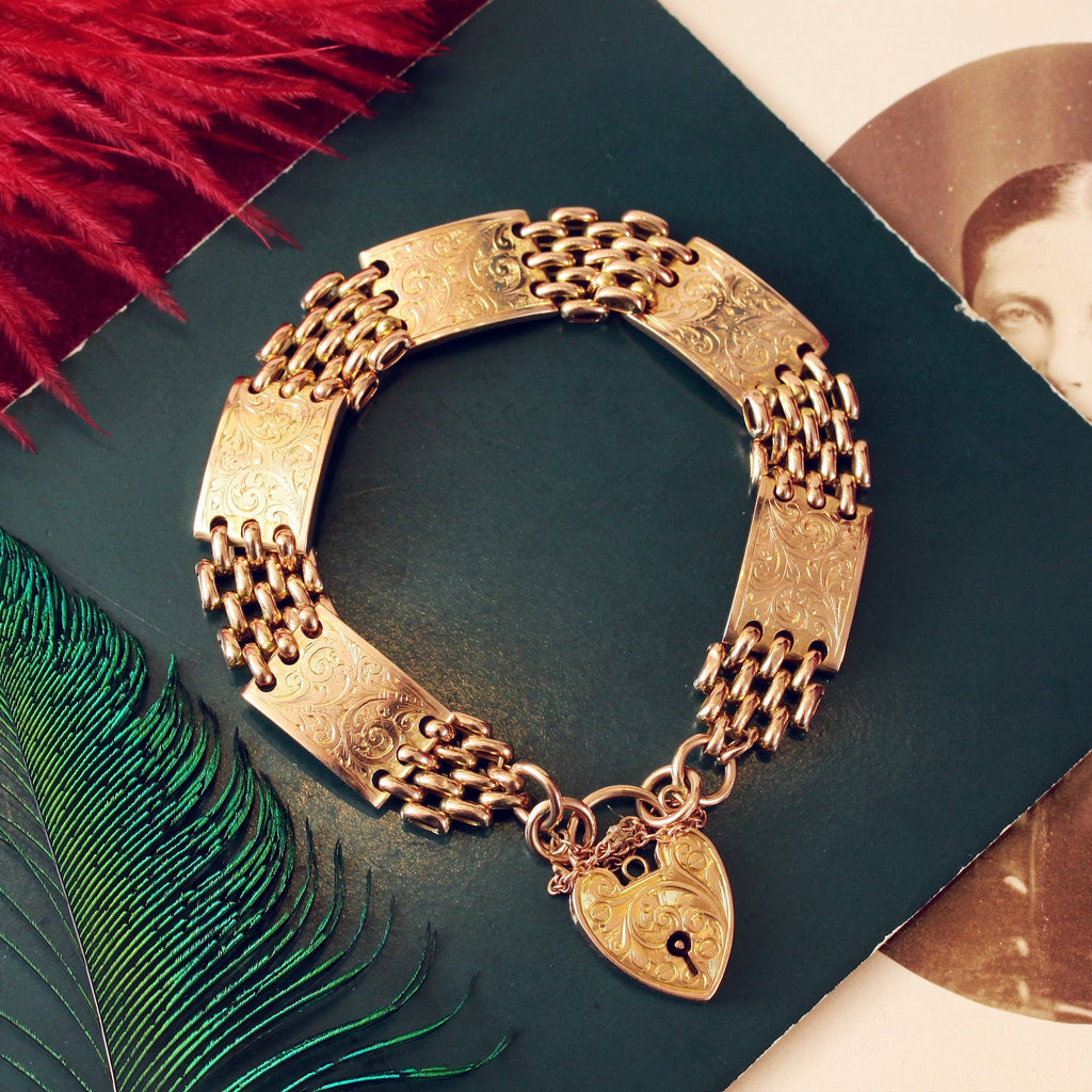 Gate Bracelets Antique Hand Engraved 9ct Gold Gate Bracelet – Fetheray