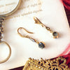 Unusual Vintage Cat's Eye Sapphire & Diamond Earrings